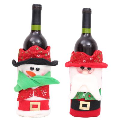 China Santa Claus Snowman Xmas Bottle Cover Xmas Christmas Dinner Decoration Bag for sale