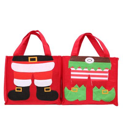 China Felt Apple Nonwoven Bag Christmas Eve Gift Box Children Santa Claus Elf Pants Portable Gift Bag for sale