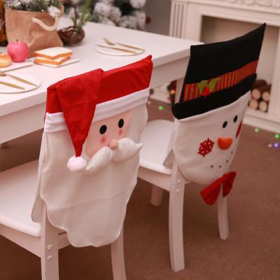 China Washroom Kitchen Dining Chair Back Cover Santa Snowman Seat Covers Christmas Chair Cover for sale