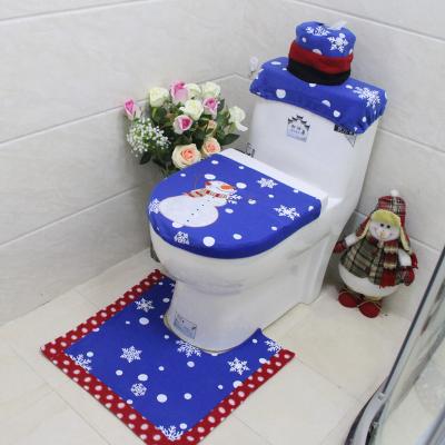 China 2019 Toilet Room Closestool Christmas Decoration Embroidery Snowman Cute Toilet Seat Cover for sale