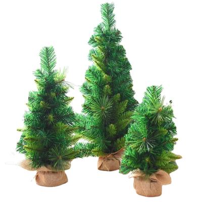 China Indoor Creative Tabletop Decorations Indoor Christmas Tree Decoration Pine Needle Cloth Bottom PVC Mixed Mini Christmas Tree for sale