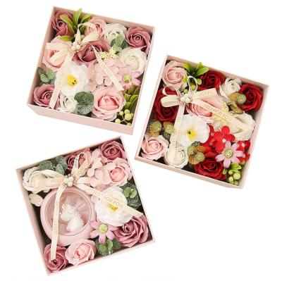 China Soap Flower Wholesale Flower Box Set Valentine Gifts Rose Bear Soap St Valentines Day Gift 2021 for sale