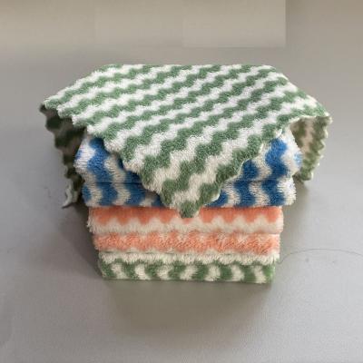 China Water Color Ripple Scratch Viable Double Sided Oil Absorbent Cationic Non-Stick Cloth Dirty Resistant Washcloth for sale