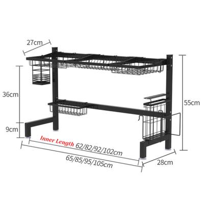 China Modern Multifunction Black Square Tube S.S.201 Sink Drain Rack for sale