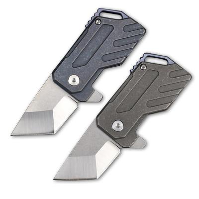 China Mini Size Folding Knife D2 Open Titanium Steel Handle Slide Alloy Outdoor Hunting Camping Knives for sale