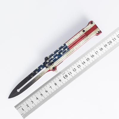 China Slide Open Printed American National Flag Handle Multi Functional Pocket Knife for sale