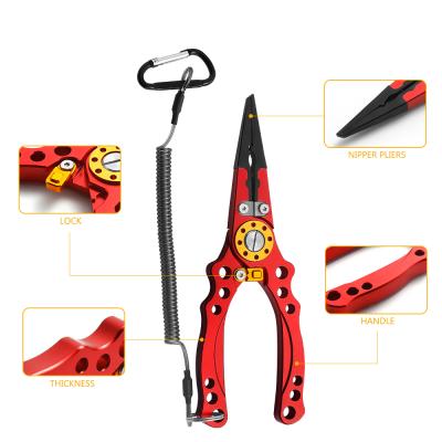 China New High Quality Fishing Outdoor Fishing Tools Pliers Stainless Steel Aeronautical Aluminum With Lock Position for sale