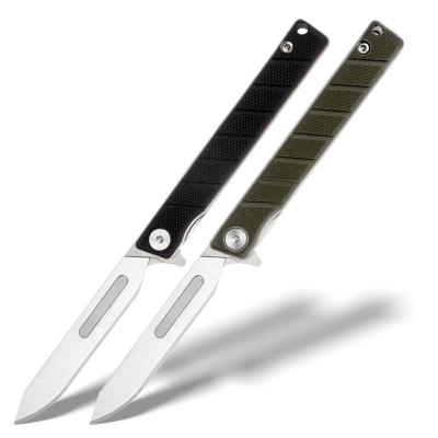 China Mini Utility Folding Knife Carbon Pocket Knives Group of Ten Handle Quick Open Steel Knives Survival Hunting Camping Slide Change Tools for sale