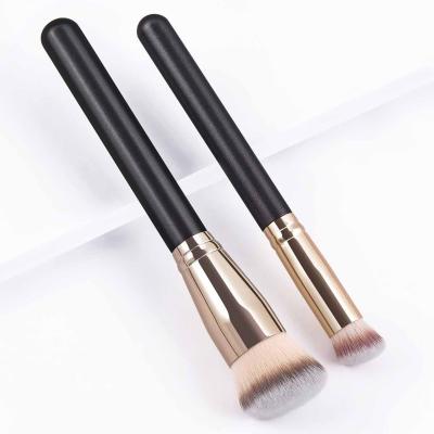 China Soft Synthetic Brushes Logo Makeup Blusher Brush Private Powder Champagne Gold Custom Single Flat Brush Luxury 1 Pieces for sale