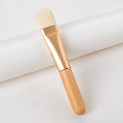 China Angular Blush Private Label Mini Mask Brushes Short Wooden Handle Facial Mask Brush Small Foundation Makeup Brushes Logo Customized for sale