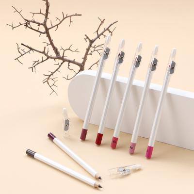 China Vegan Cosmetic Wholesale Waterproof Logo Dark Brown Lip Liner Custom Creamy Nude With Lip Liner Sharpener for sale