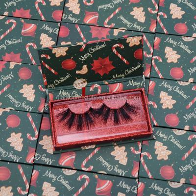 China Custom 3D Mink Eyelashes 25mm Eyelash Packaging Box Christmas magnetic false eyelashes lashbox seller customized boxes for sale