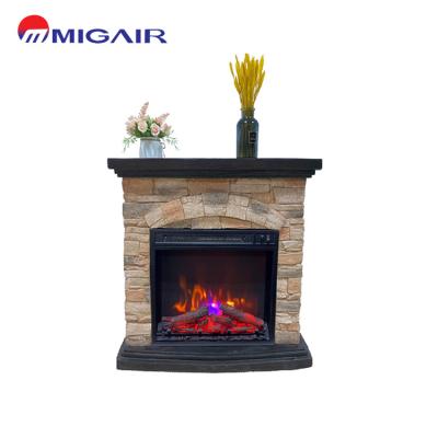 China Modern luxury custom chimeny electric fireplace insert decoration heater brand indoor modern mantle for sale