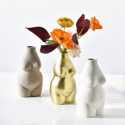 China Hotel Home Restaurant Customized Modern Art Flower Vase Body Nordic Ceramic Vase For Home Decoration for sale