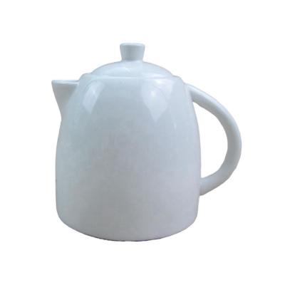 China Sustainable Customized White Ceramic Logo Porcelain Coffee Teapot for sale