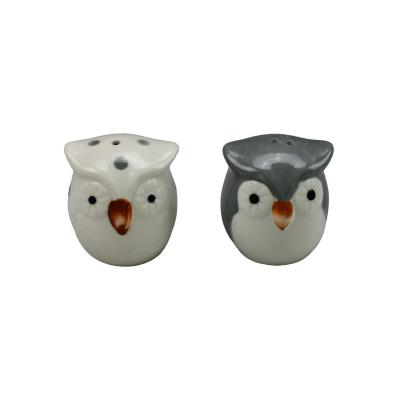 China Sustainable Wholesale Owl Design Animal Ceramic Salt And Pepper Shaker Set for sale