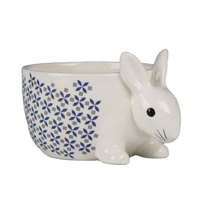 China Eco-friendly Wholesale Customized Rabbit Shaped Flower Pot Planter Ceramic Animal Succulent Pot for sale