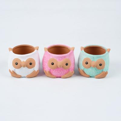 China Eco-friendly Customized Mini Owl Shaped Ceramic Pot Terracotta Planter Succulent Pot for sale