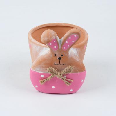 China Eco-Freindly Customized Rabbit Design Creative Animal Ceramic Clay Flower Pots Planters for sale