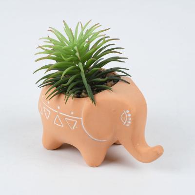 China Eco-Friendly Wholesale Custom Animal Elephant Shaped Artificial Succulent Plants Potted In Terracotta Pots Garden Decor for sale