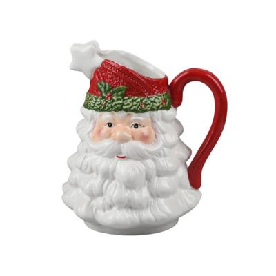 China Viable Wholesale Custom Christmas Decor Santa Claus Shaped Coffee Pot Water Pitcher Milk Jug for sale