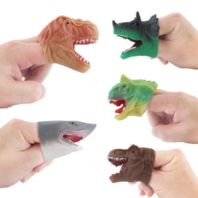 China Parent-Child Rubber Toy Mask EXW Funny Story Telling Hand Dolls Hand Puppet Toy Animal Puppet Simulation Shark Funny Head Dinosaur for sale