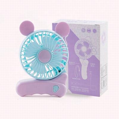 China Desktop Portable Electric Cartoon Charging Battery Mini Folding Fan USB Hand Held Fans for Outdoor Rise Travel EXW Home Office for sale