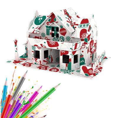 China DIY TOY New Splicing Coloring Puzzle 3D DIY Doodles Christmas Room Assembly Paper Puzzle Toys For Kids Christmas Gift for sale