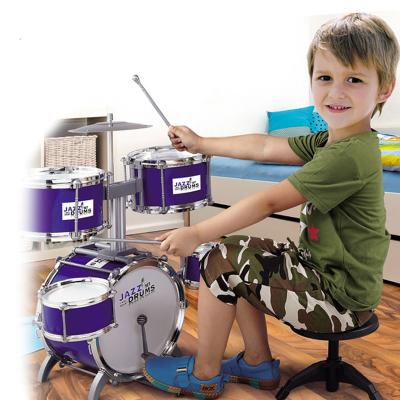 China Toy Popular Play Musical Toy Musical Jazz Drum Toys Kids Drum Set With Chair Plastic Fashion Jazz Drum Set Prices for sale