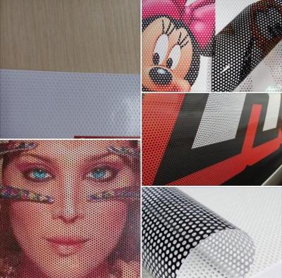 China Different transmittance perforated one way vision vinyl sticker for solvent/eco-solvent printing for sale