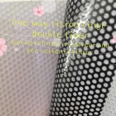 China Monomeric PVC 140mic Perforated Vinyl Sticker One Way Vision Window Sticker for sale