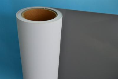 China Satin/Luster grey back composite PET banner 330g/420g with coating for roll up displays for sale