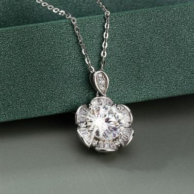 China 2.0CT TRENDY Moissanite Diamond Necklaces for women 925 Sterling Silver VVS1 around Diamond Necklace 16+2 inch chain gift for women MONTH for sale