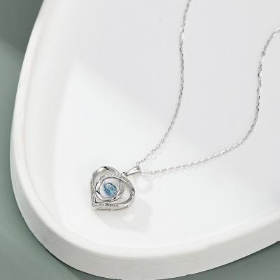 China 0.5CT Moissanite Necklace TRENDY Moissanite Sterling Silver Necklace With Walnut Jewelry Box Pendant Gift For Her Wife Wife Friend for sale