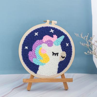 China Hand knitting unicorn embroidery punch needle diy kit for sale