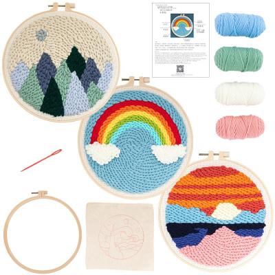 China Europe DIY Punch Needle Stitch Kit With Embroidery Threads And Cross Circles Punch Needle Handwork Craft Set for sale