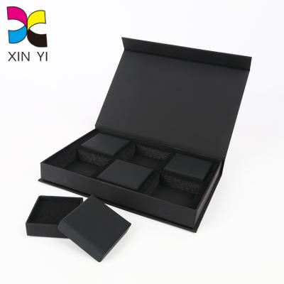 China Recyclable Black Rigid Box Magnetic Gift Box With Foam Insert for sale