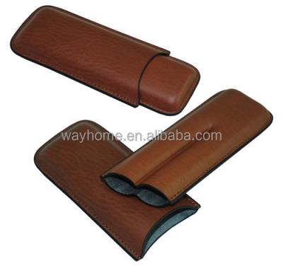 China Cardboard Fiber Brown Leather 2 Cigar Holder Case Cigar Container CL-007 for sale