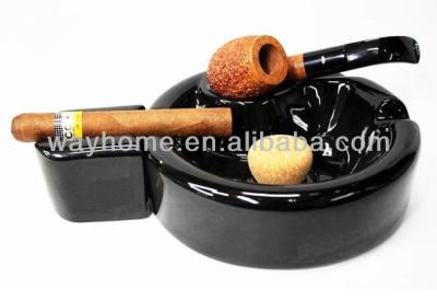 China Ceramic black ceramic ashtray for tobacco pipe smoking for sale