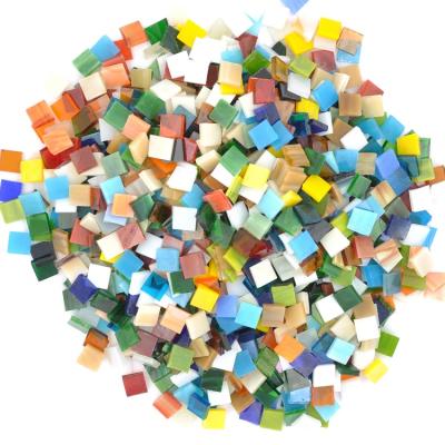 China Europe Wholesale 680g 10*10mm Assorted 1000pcs Square Stained Glass Mosaic Tiles For DIY Crafts Plates Picture Frames Flower for sale