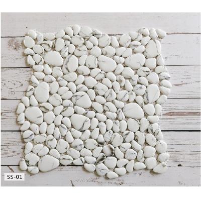 China Chinese Style Simplicity Modern Cobblestone Mosaic Tiles Various Colors Art Decoration Glass Wall Tiles for sale