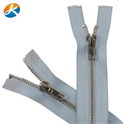 China Other 5# metal copper zipper single open tail double open tail opening at the bottom of the jacket zipper can be used as color double zipper head for sale