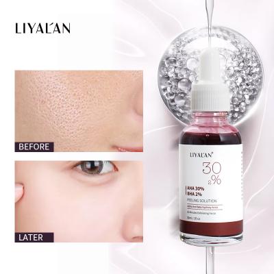 China Custom Skin Revitalizer Private Label AHA 30% BHA 2% Anti Aging Facial Peeling Solution Whitening Acne Face Serum for sale