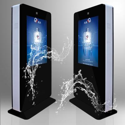 China IR 55 65 Inch Floor Standing LCD Digital Thin Side Display Double Touch Outdoor Kiosk Signage Totem for sale