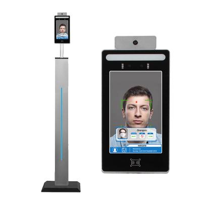 China Built-in Camera Temperature Kiosk Digital Thermometer Body Measurement Camera Automatic Face Recognition Attendance Machine for sale