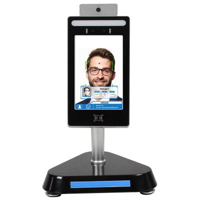 China 8 Inch AI 3d Face Recognition Camera Temperature Access Control Thermometer Integrated System All In One Kiosk Display for sale