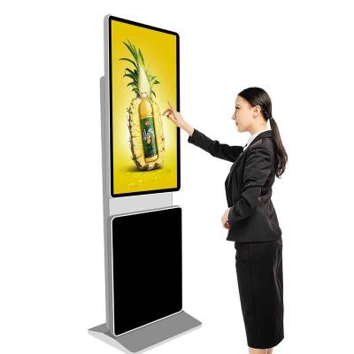 China 55 Inch Indoor Mall Floor Standing Portable Rotating LCD Advertising Display Screen Touch Screen Restaurant Kiosk for sale