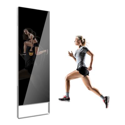 China 43 inch indoor gym smart fitness fiture AI touch exercise yoga screen lcd magic mirror for sale