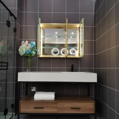 China 2021 Modern High Quality Wall Hanging Style Led Light Bathroom Bath Mirror Cabinet for sale