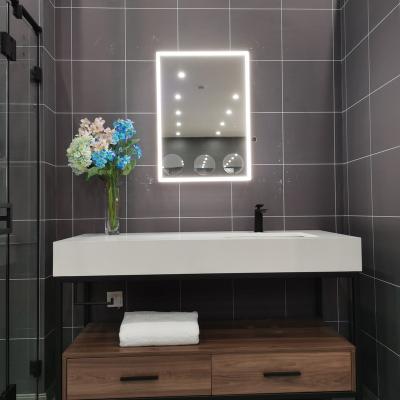 China Modern Home Wall Mounted Touch Screen Smart Led Light Bathroom Vanity Bath Mirrors Cabinets LED Clock Hotel Bathroom Decoration, Hotel for sale